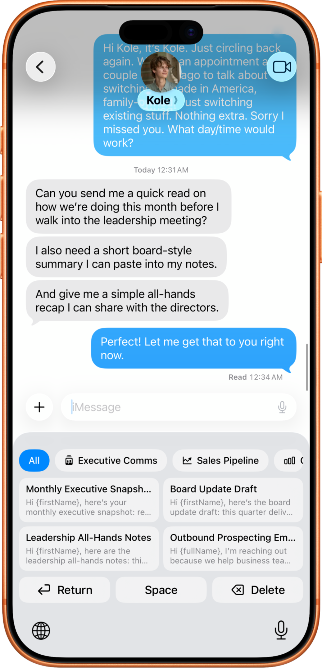 Blast keyboard inside Messages
