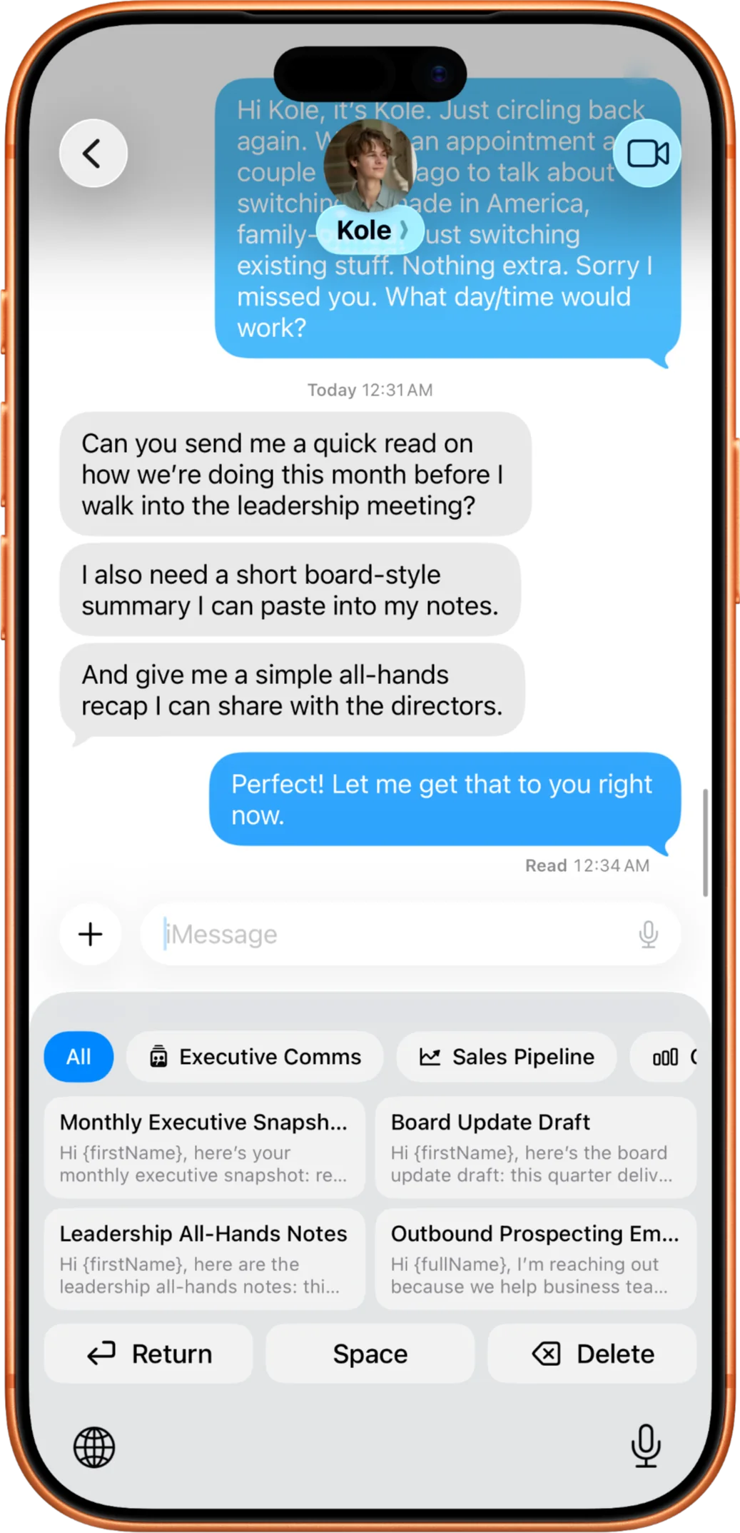 Blast keyboard inside Messages
